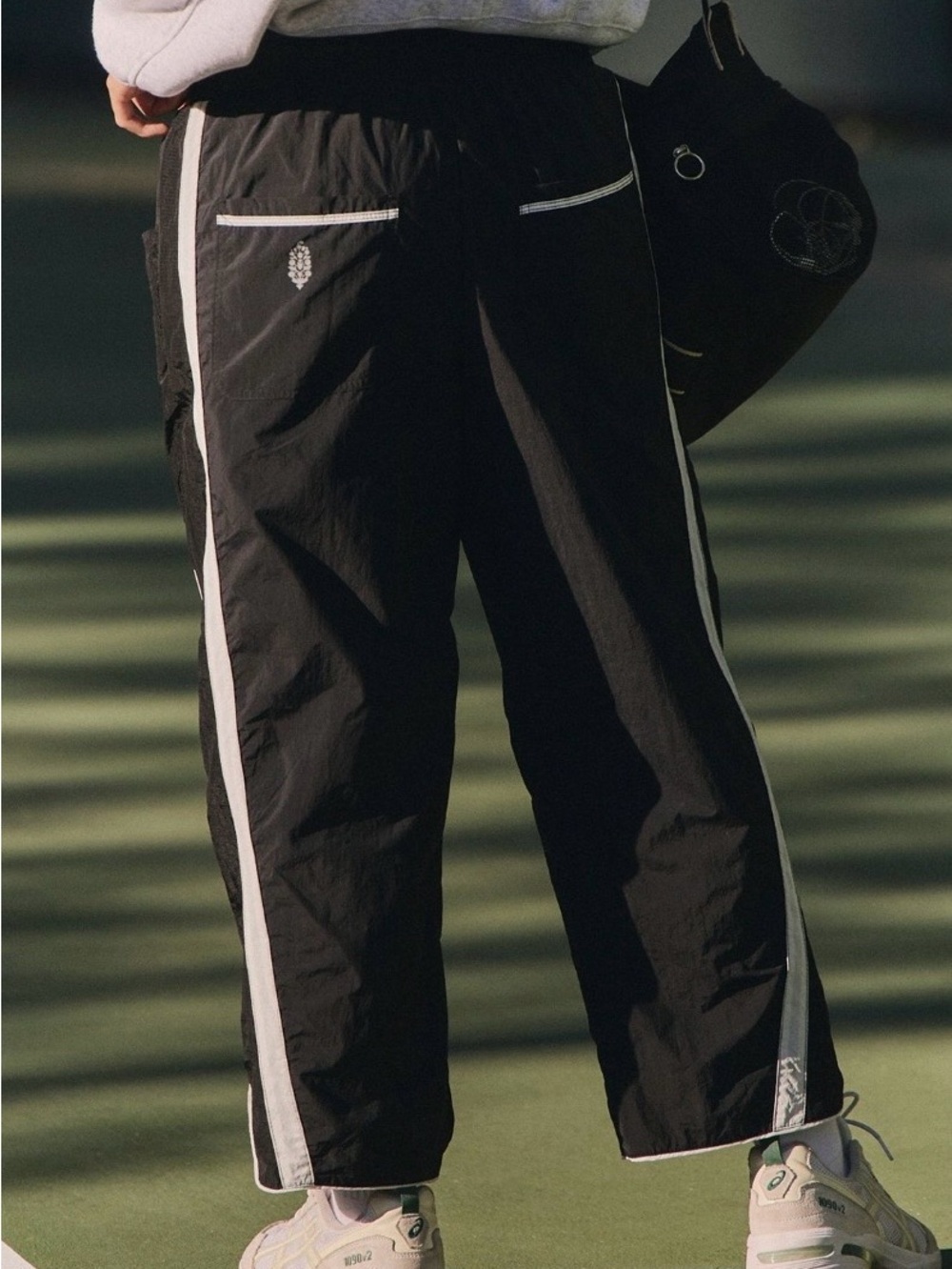 FP Movement by Free People Champ is Here Black Track Pants with White Piping